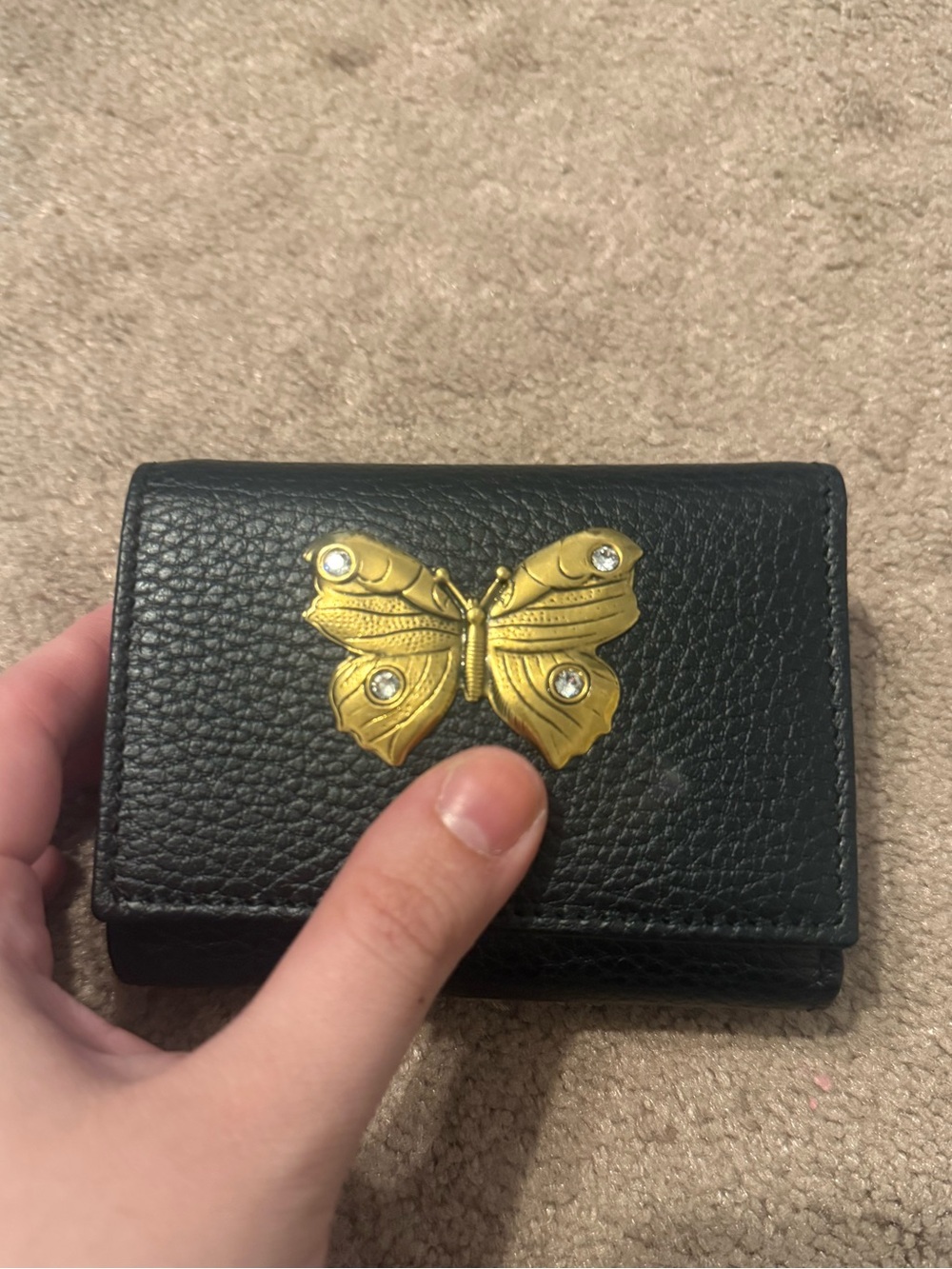 Vintage Beautiful Black and Gold Butterfly Wallet